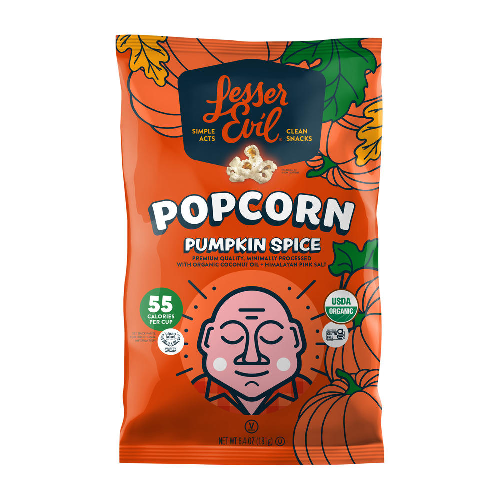 LesserEvil Organic Popped Popcorn - Pumpkin Spice, 6.4 oz