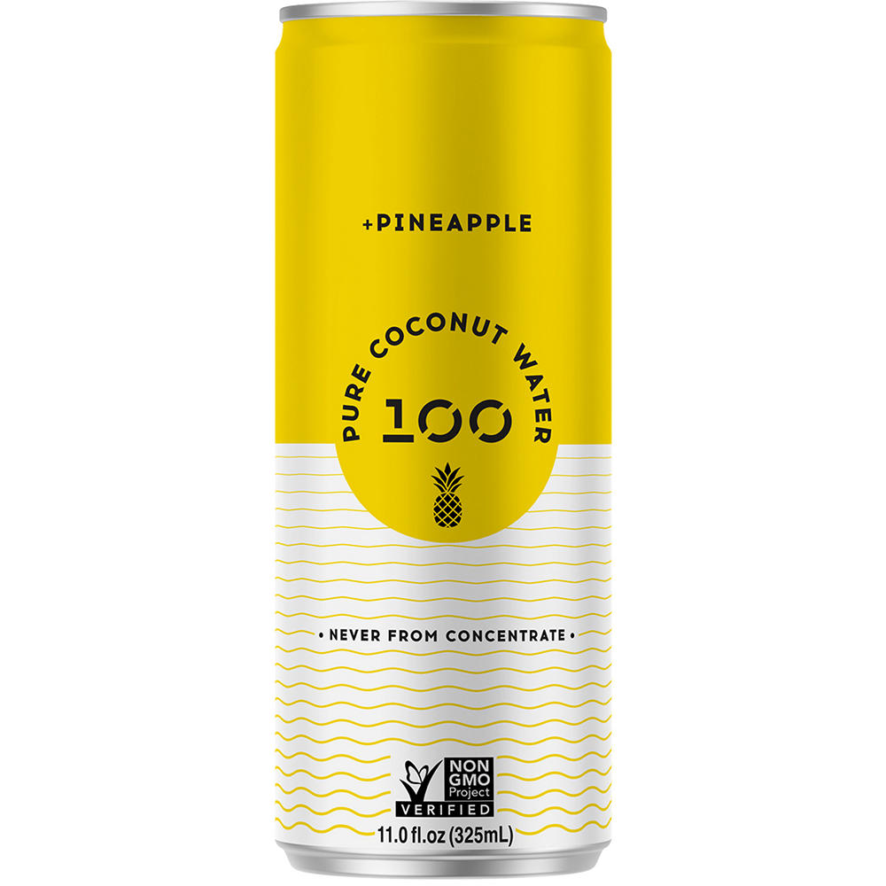 100 Coconuts Pure Coconut Water + Pineapple, 11 oz