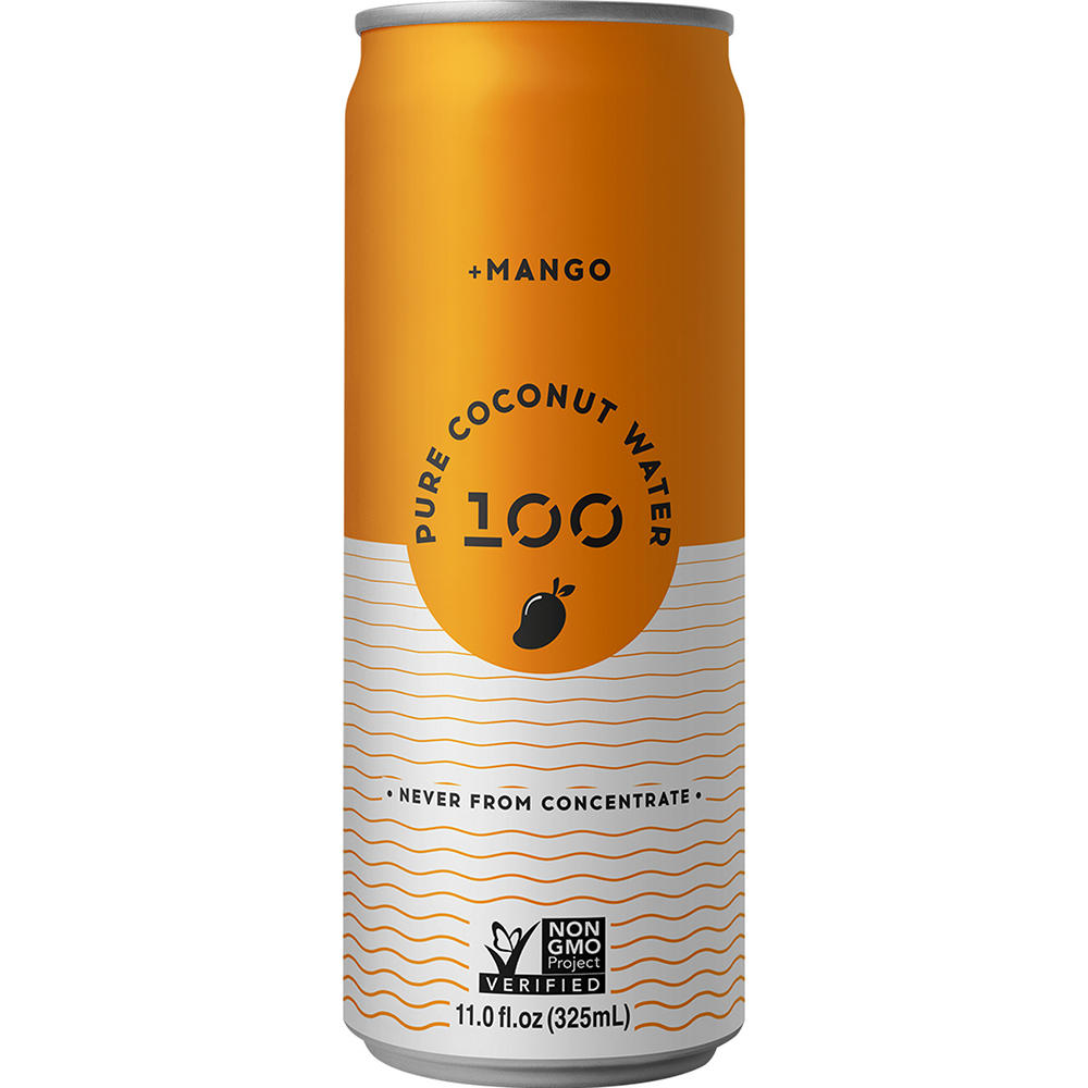 100 Coconuts Pure Coconut Water + Mango, 11 oz