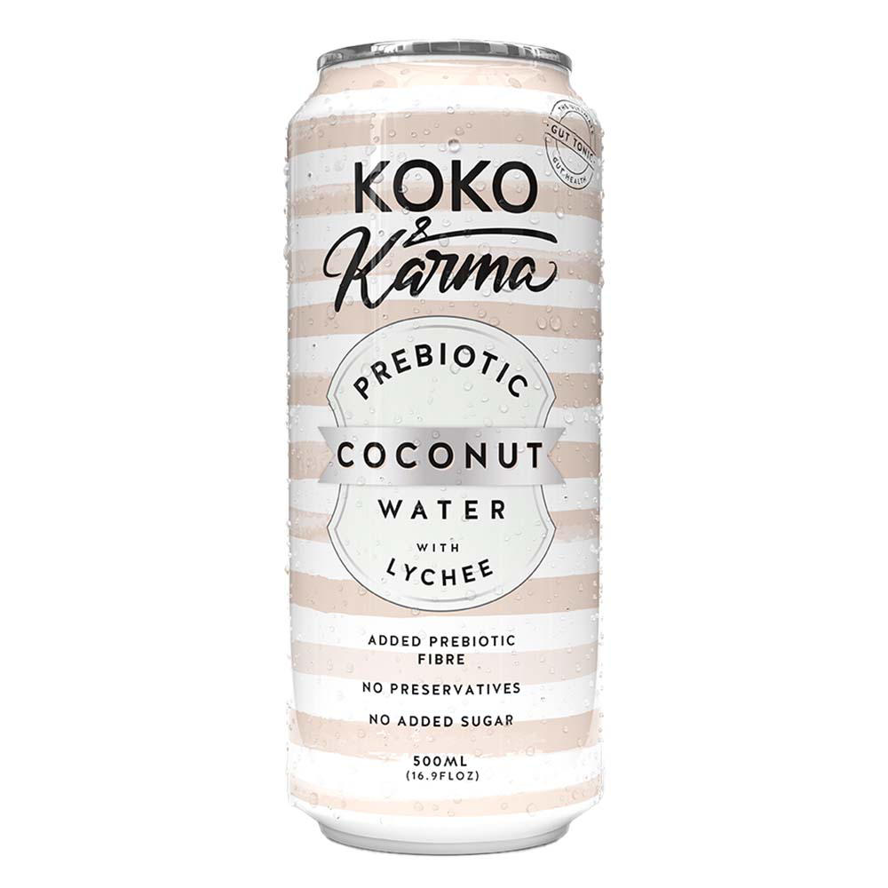 Koko & Karma Prebiotic Coconut Water with Lychee, 16.9 oz