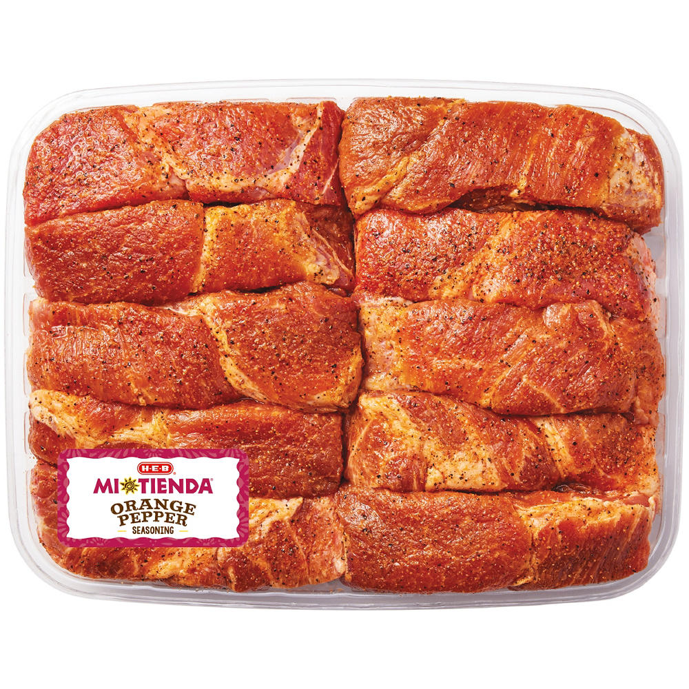 H-E-B Mi Tienda Seasoned Country-Style Boneless Pork Ribs – Orange Pepper – Value Pack, Avg. 3.0 lbs