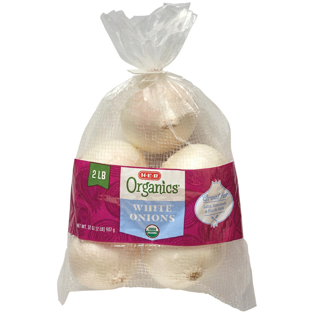 H-E-B Organics Fresh White Onions, 2 lb bag