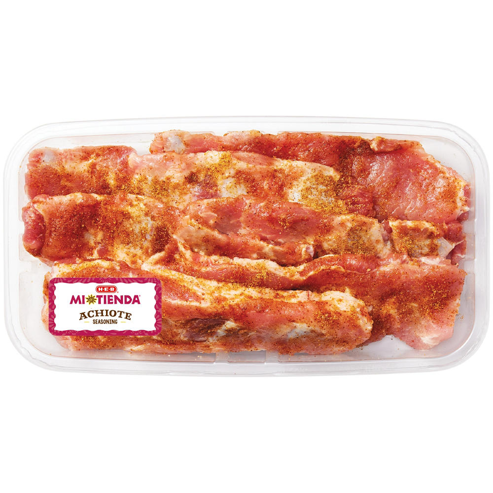 H-E-B Mi Tienda Seasoned Bone-In Pork Riblets – Achiote, Avg. 0.75 lb