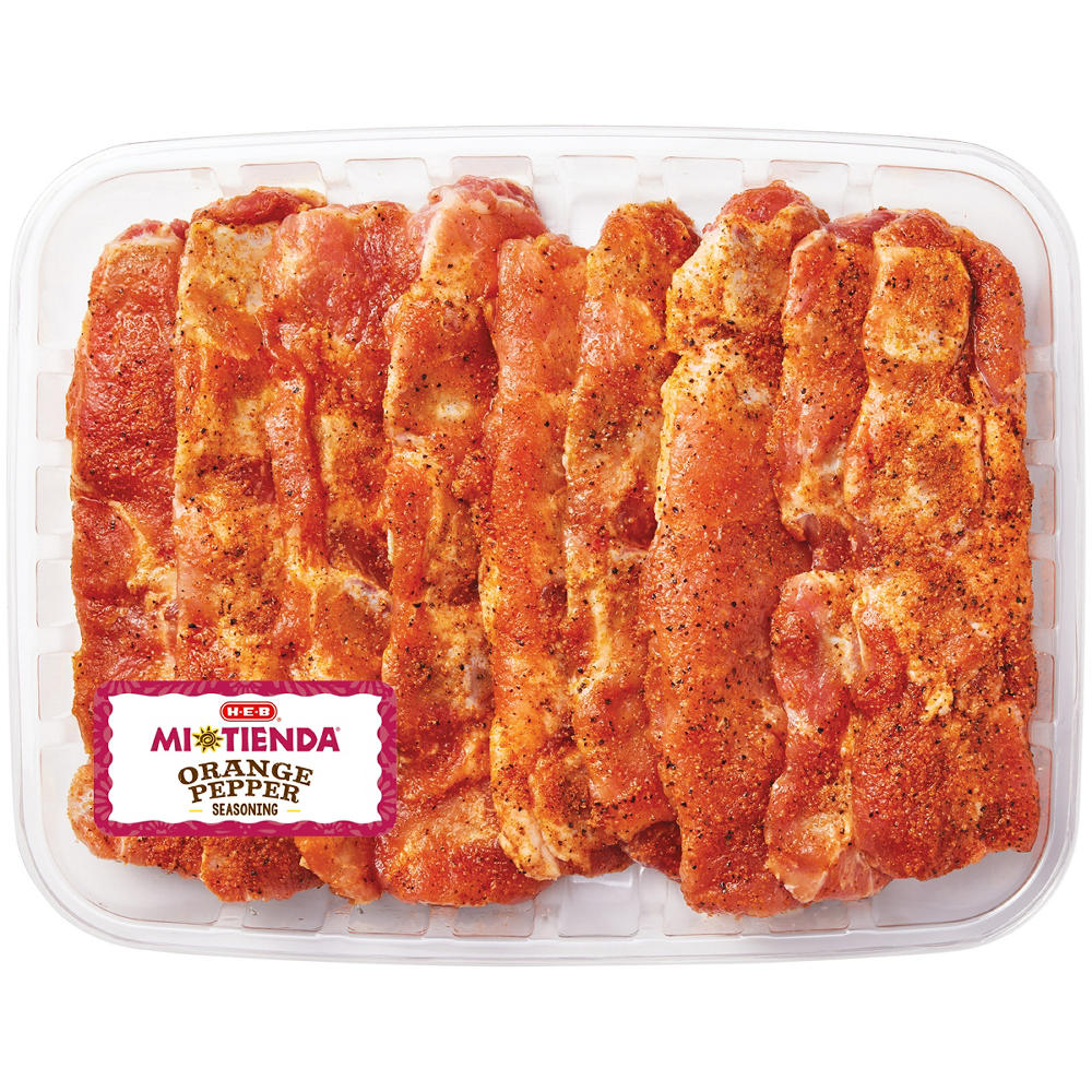 H-E-B Mi Tienda Seasoned Bone-In Pork Riblets – Orange Pepper – Value Pack, Avg. 2.5 lbs