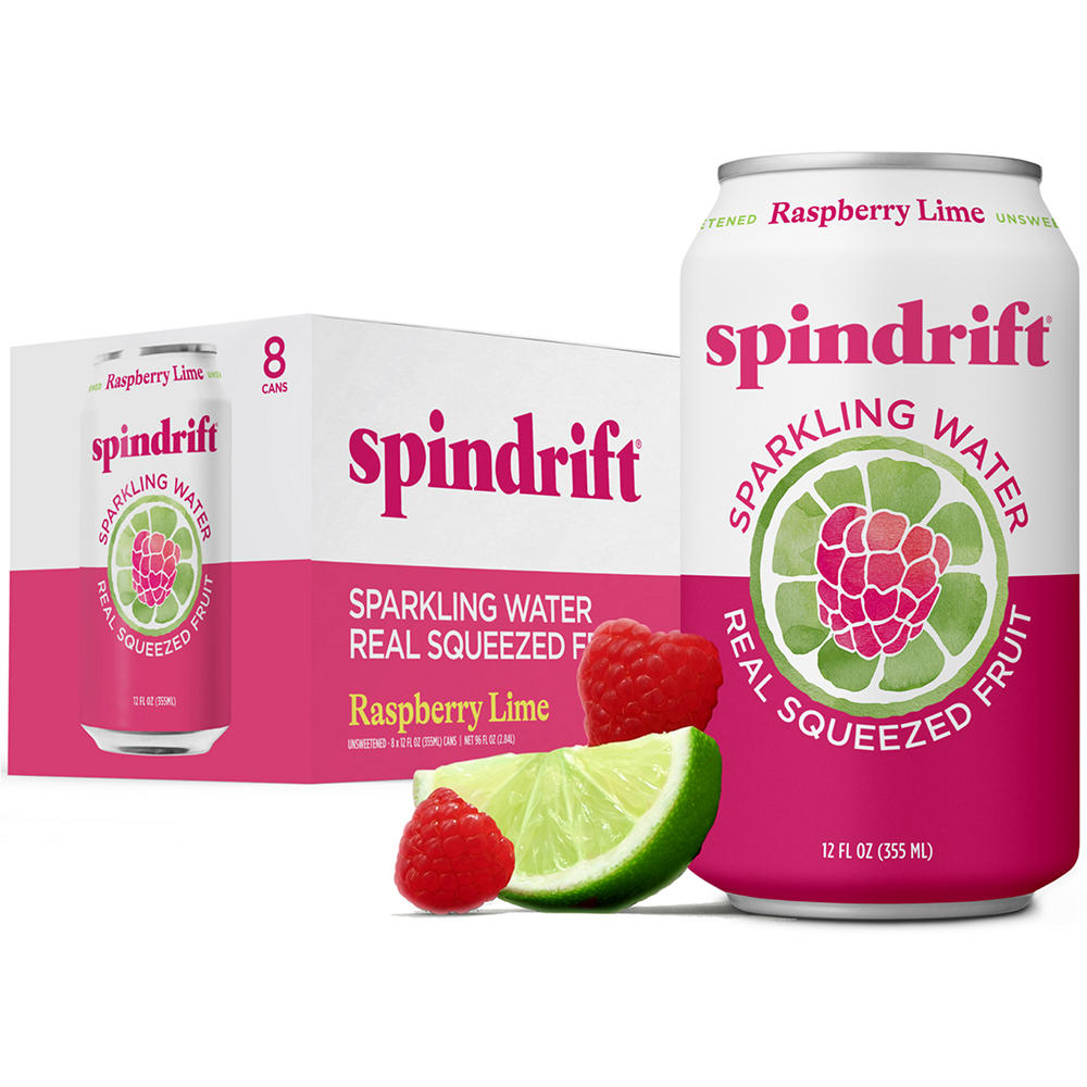 Spindrift Raspberry Lime Sparkling Water 8 pk Cans, 12 oz