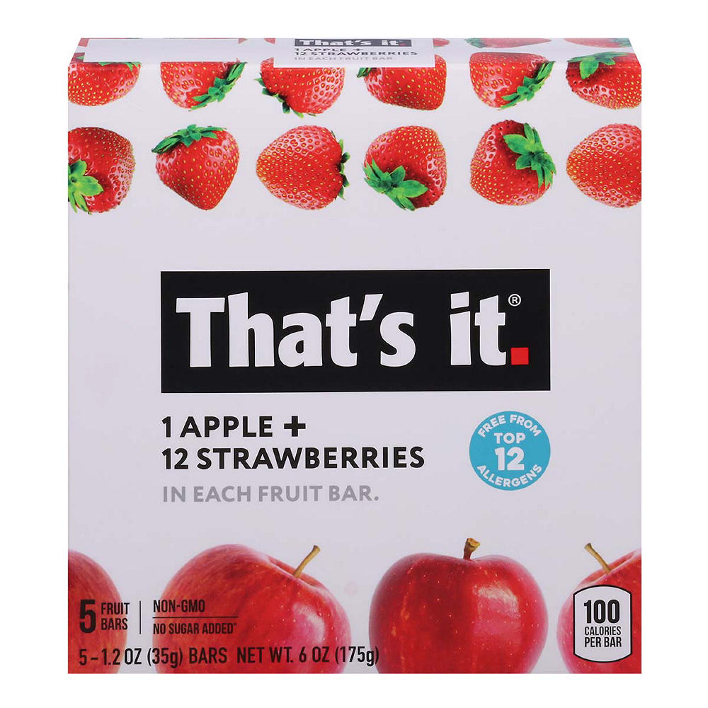 That's It Apple + Strawberry Fruit Bars, 5 ct