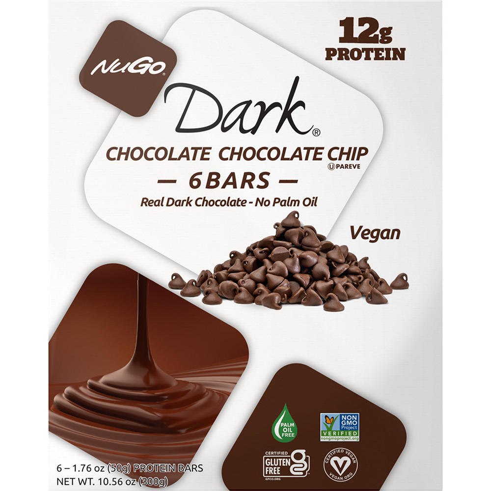 NuGo 12g Protein Bars - Dark Chocolate Chip, 6 ct
