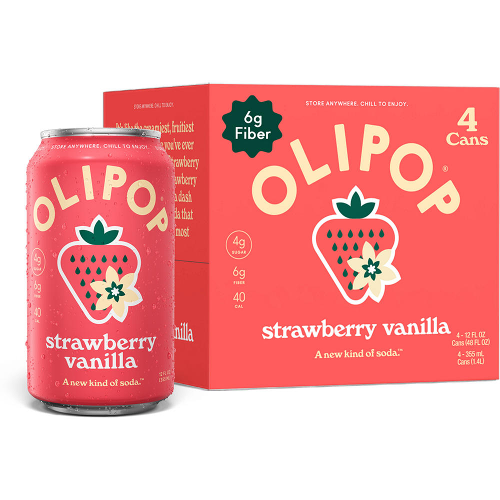 Olipop Prebiotic Soda 4 pk Cans - Strawberry Vanilla, 12 oz