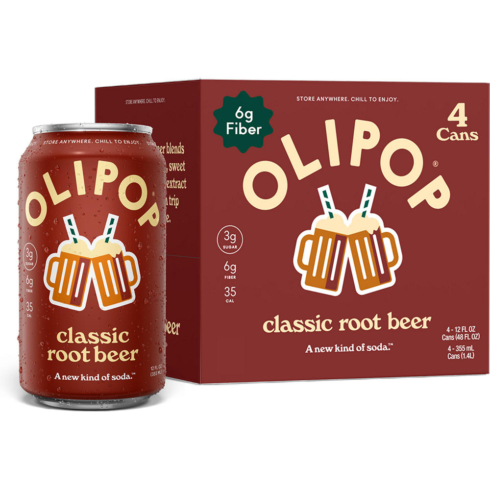 Olipop Prebiotic Soda 4 pk Cans - Classic Root Beer, 12 oz