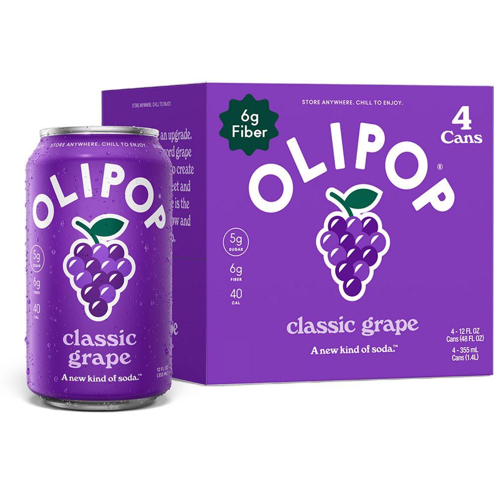 Olipop Prebiotic Soda 4 pk Cans - Classic Grape, 12 oz