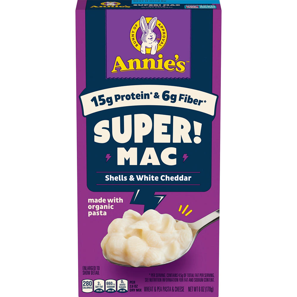 Annie's 15g Protein Super Mac! Shells & White Cheddar Macaroni & Cheese, 6 oz