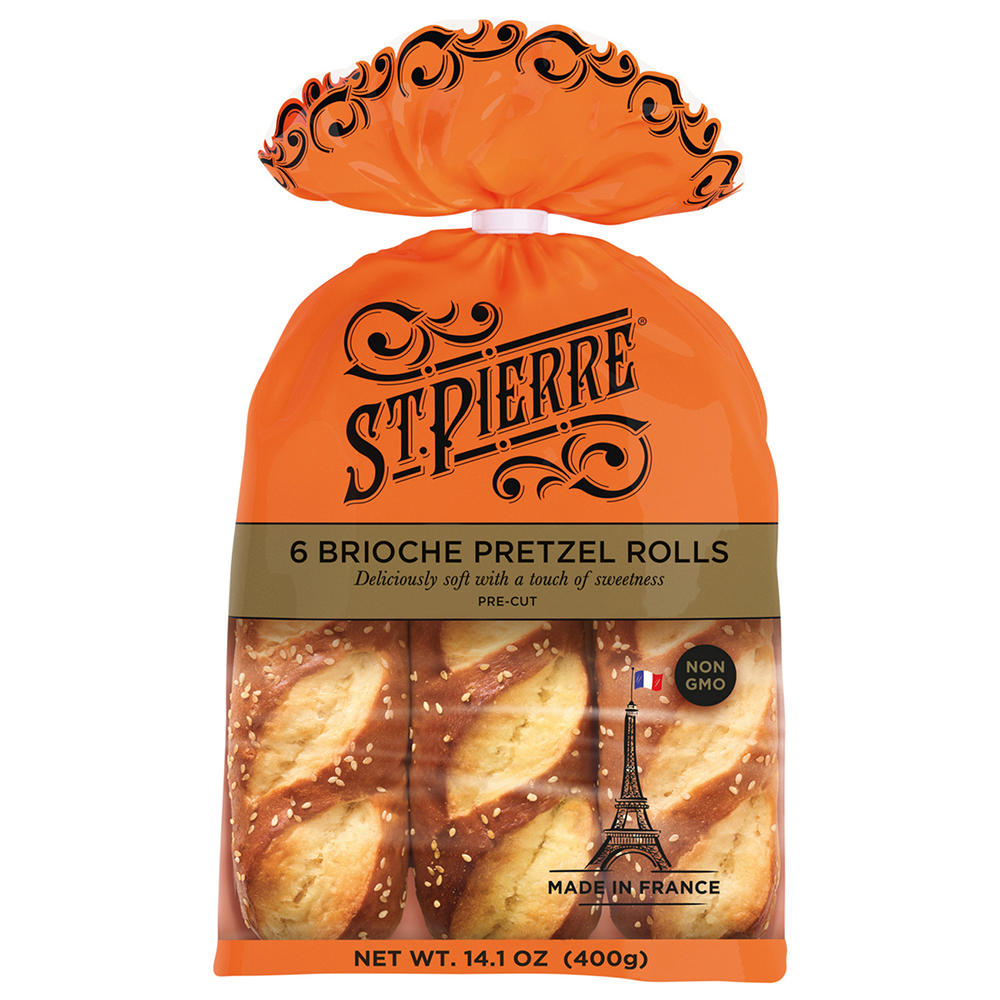 St Pierre Brioche Pretzel Rolls, 6 ct
