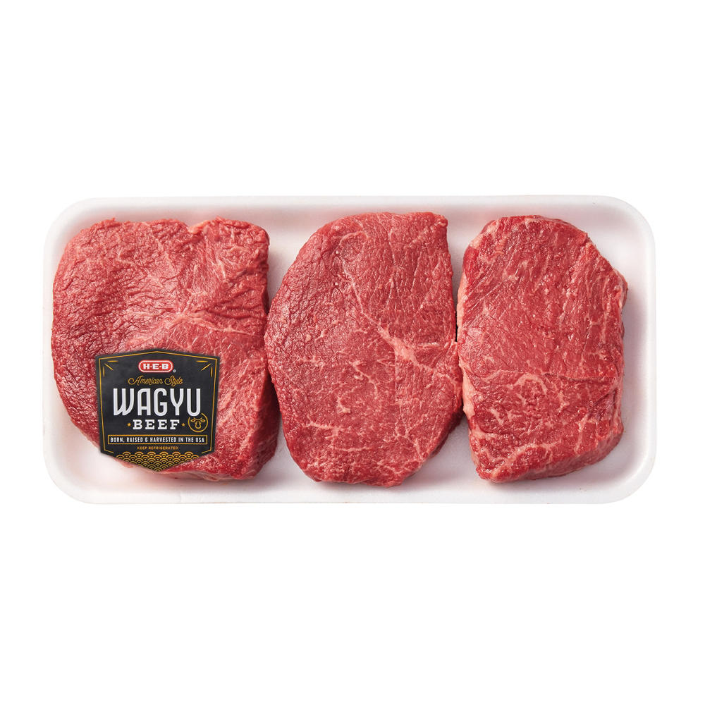 H-E-B American Style Wagyu Beef Center Cut Sirloin Steaks, Avg. 1.11 lbs