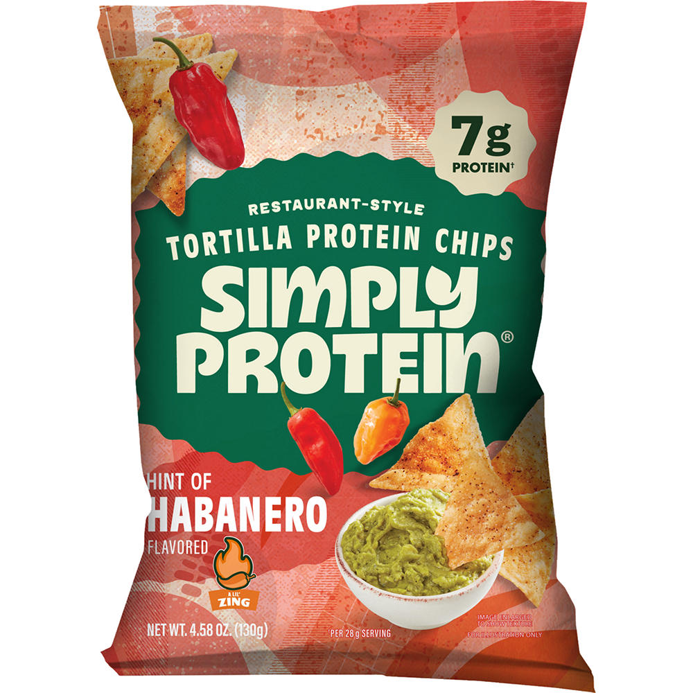 SimplyProtein Restaurant-Style Protein Tortilla Chips Hint of Habanero Flavored, 4.58 oz