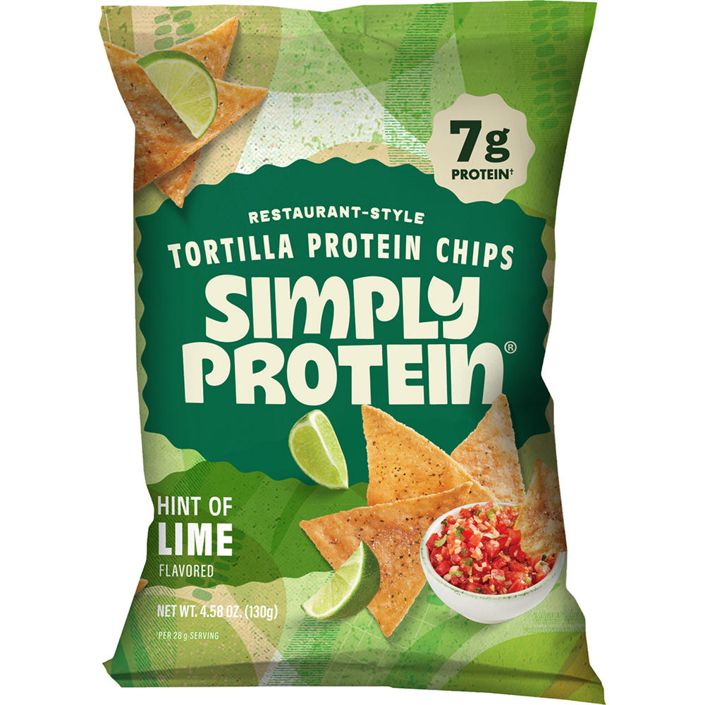 SimplyProtein Restaurant-Style Protein Tortilla Chips Hint of Lime Flavored, 4.58 oz