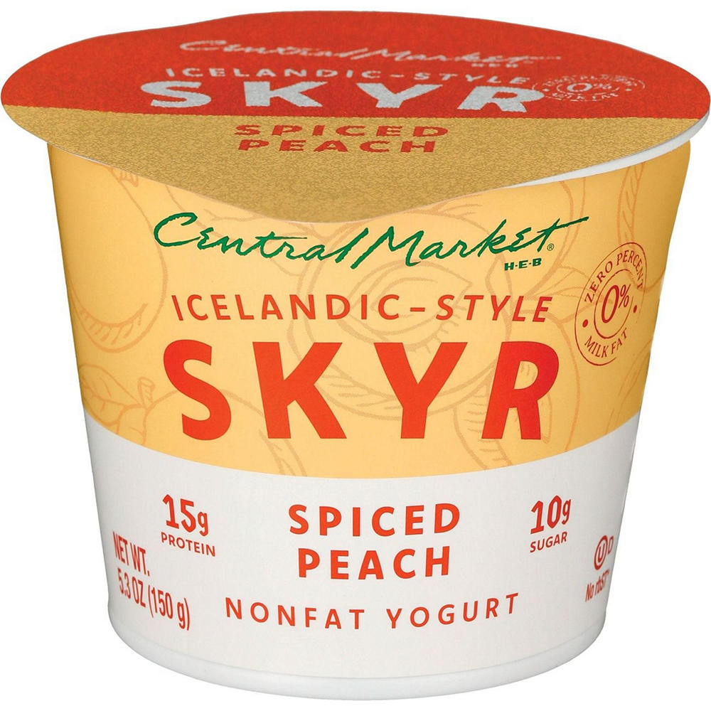 Central Market 15g Protein Icelandic Style Skyr Nonfat Yogurt – Spiced Peach, 5.3 oz
