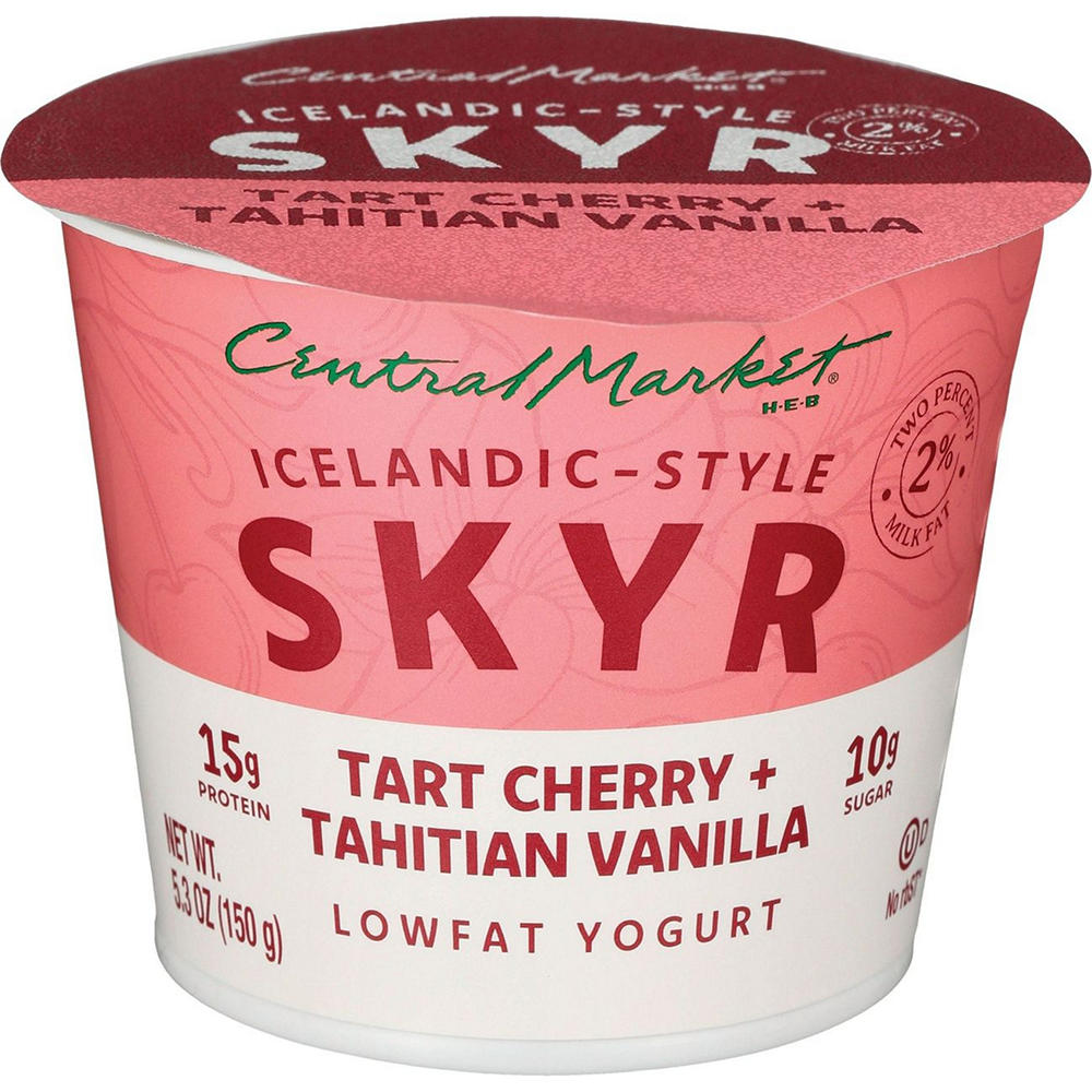 Central Market 15g Protein Icelandic Style Skyr Low Fat Yogurt - Tart Cherry & Tahitian Vanilla, 5.3 oz
