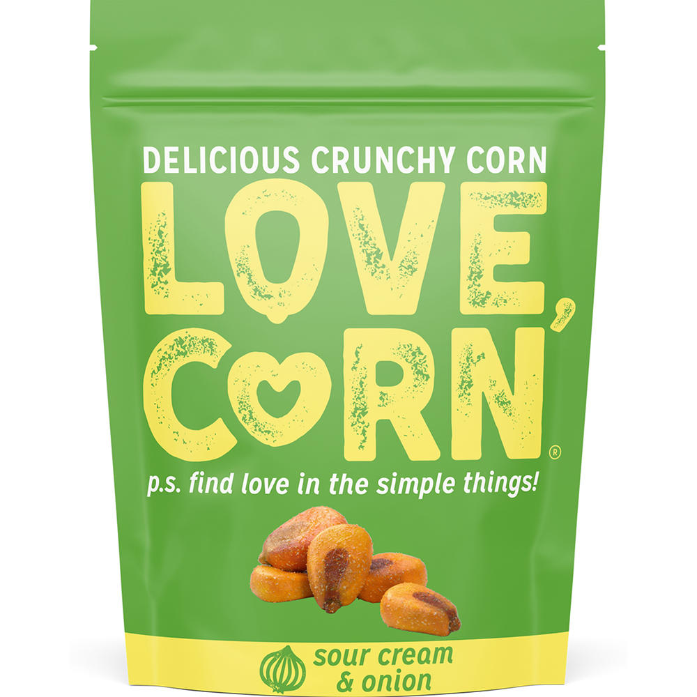 LOVE CORN Crunchy Corn Snack - Sour Cream & Onion, 4 oz