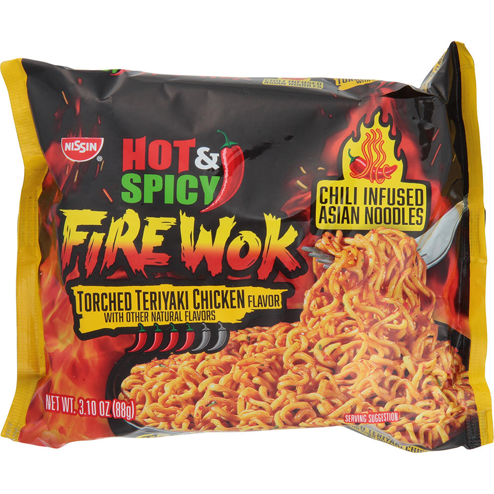 Nissin Hot & Spicy Fire Work Torched Teriyaki Chicken, 3.1 oz