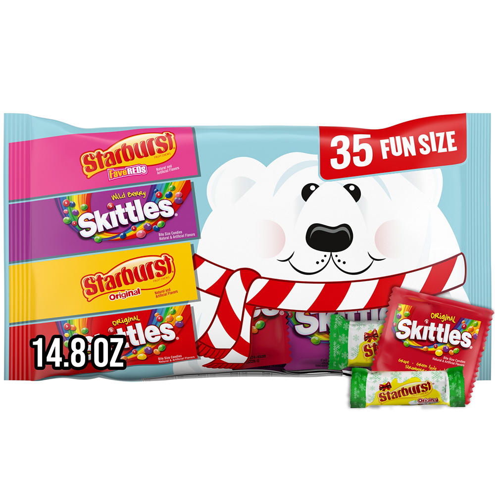 Skittles & Starburst Assorted Fun Size Christmas Candy, 35 pc