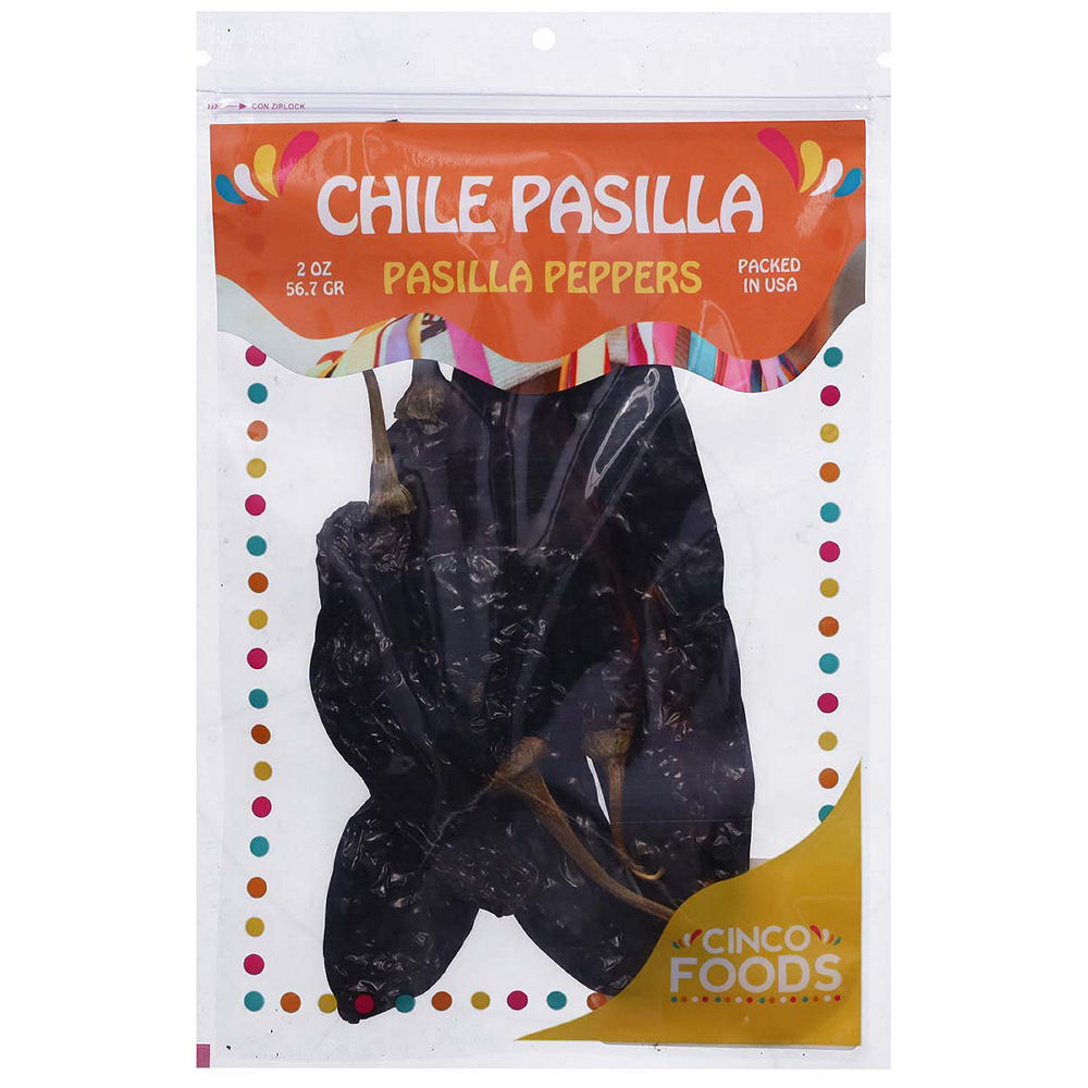 Cinco Foods Chile Pasilla Peppers, 2 oz