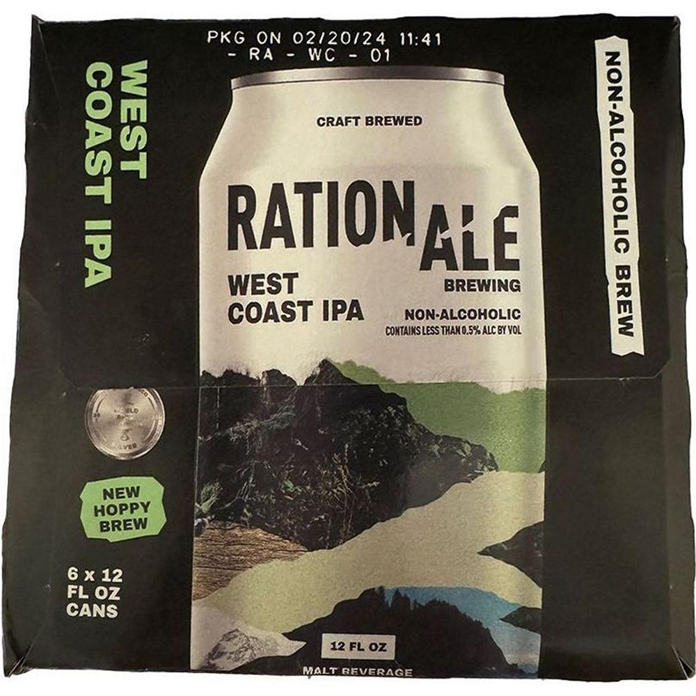 Rationale Brewing Non Alcoholic West Coast IPA Craft Beer 6 pk Cans, 12 oz