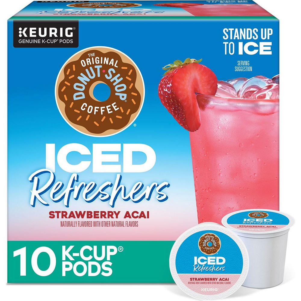The Original Donut Shop Iced Refreshers Strawberry Acai Single Serve K-Cups, 10 ct