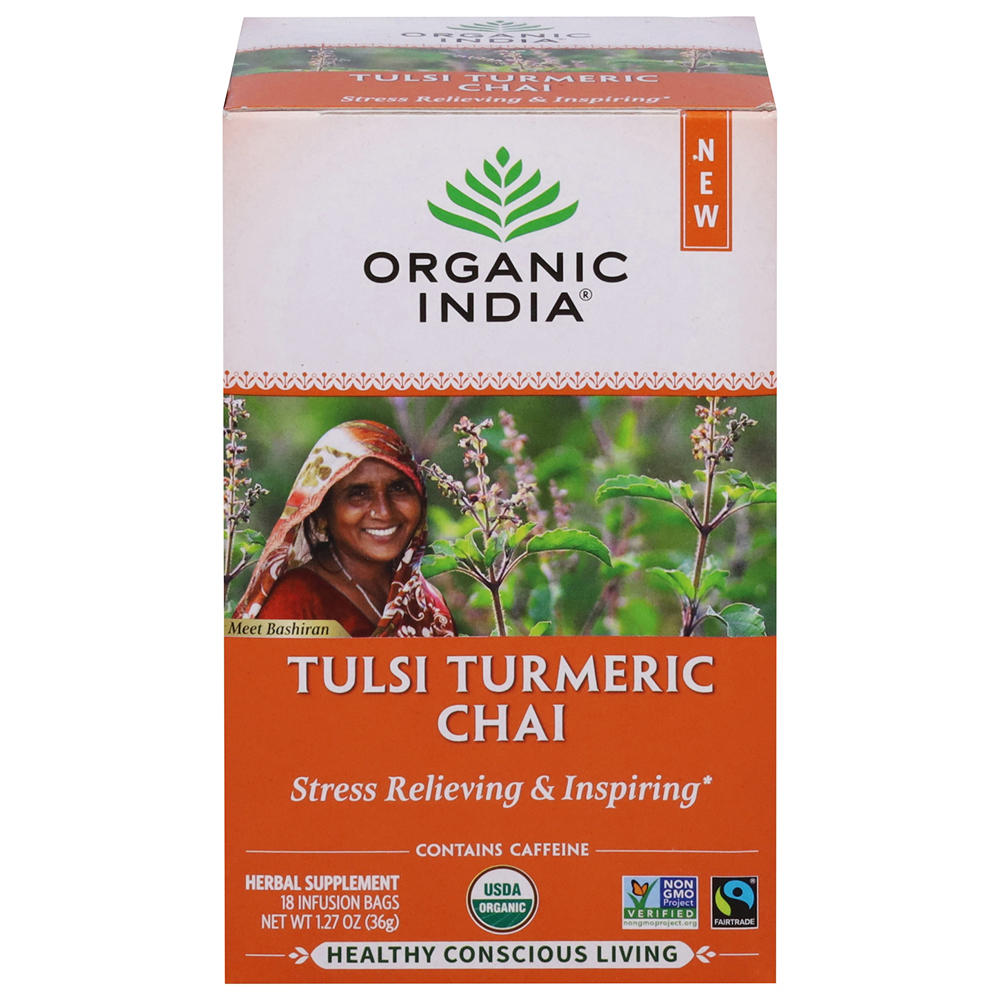 Organic India Tulsi Turmeric Chai Tea Bags, 18 ct