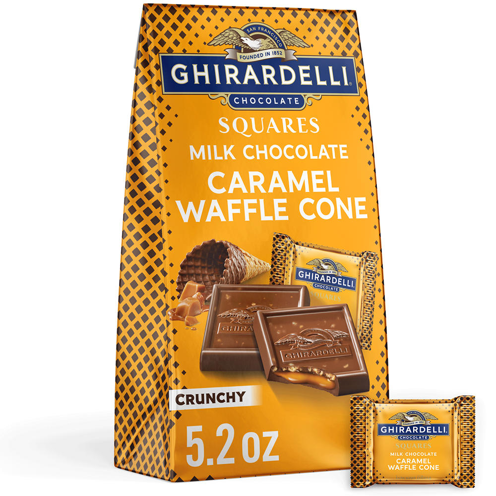 Ghirardelli Milk Chocolate Caramel Waffle Cone Squares, 5.20 oz