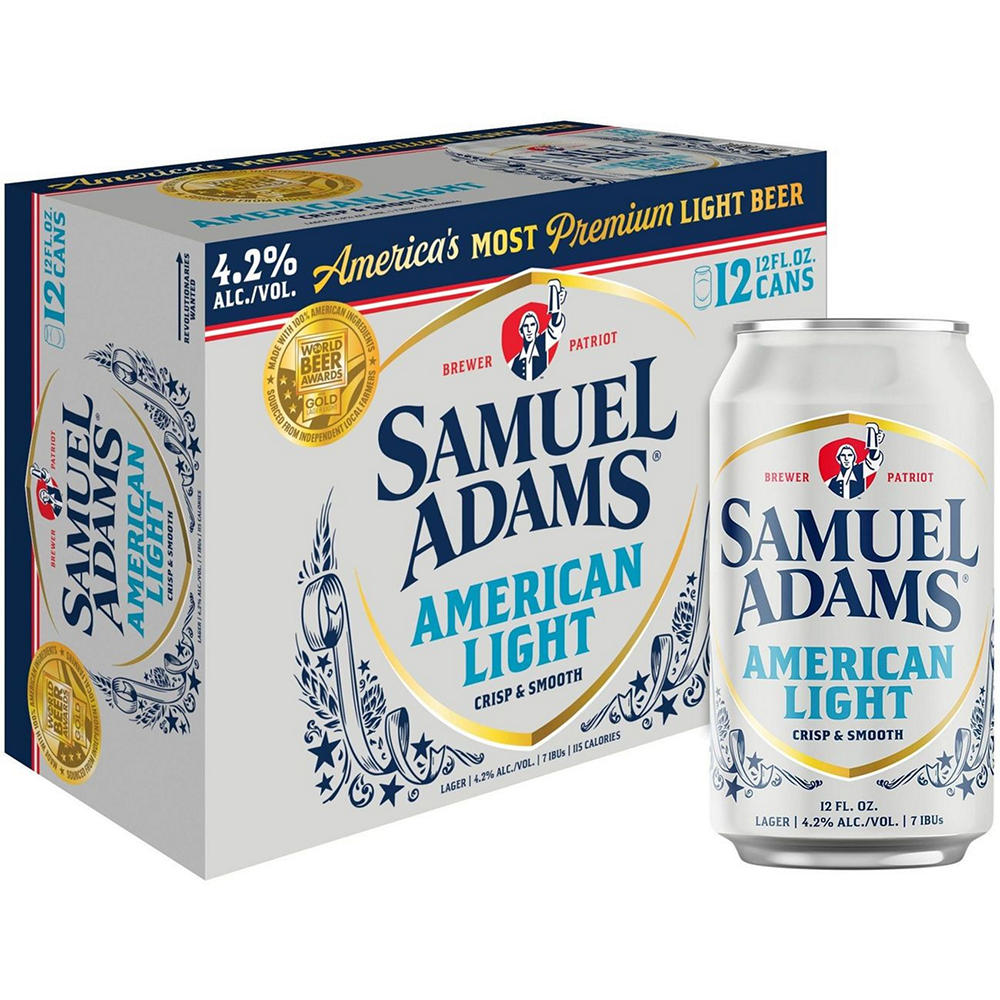 Samuel Adams American Light Lager Craft Beer 12 pk Cans, 12 oz