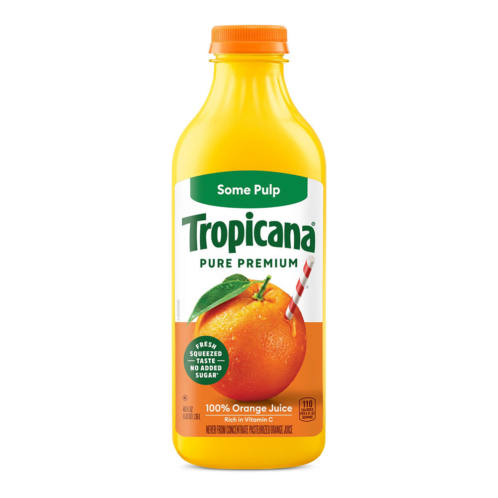 Tropicana Some Pulp Pure Premium 100% Orange Juice, 46 oz