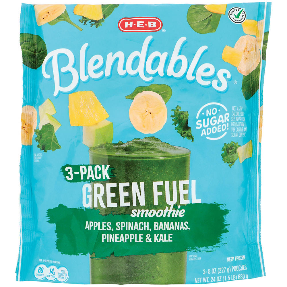 H-E-B Blendables Green Fuel Smoothie Family Pack, 3 pk
