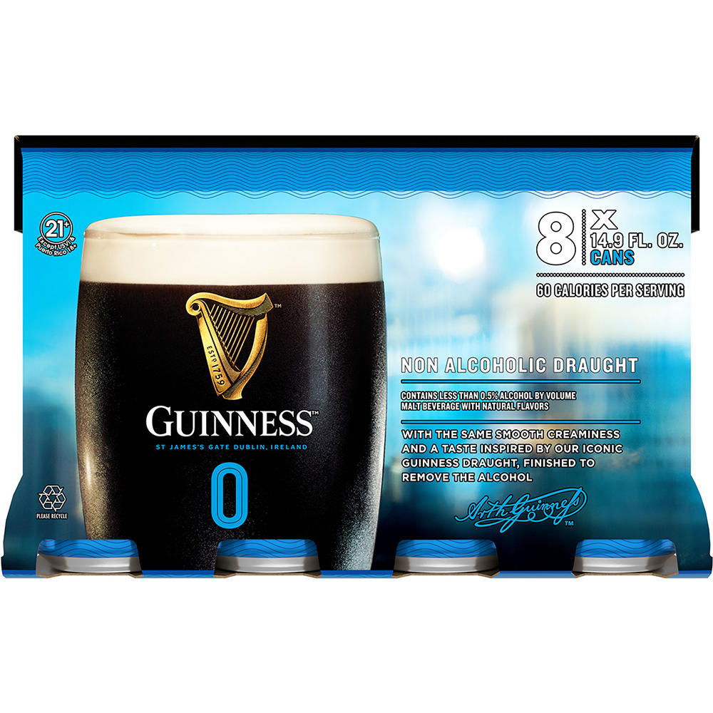 Guinness Non Alcoholic Draught 0 Stout Beer 8 pk Cans, 14.9 oz