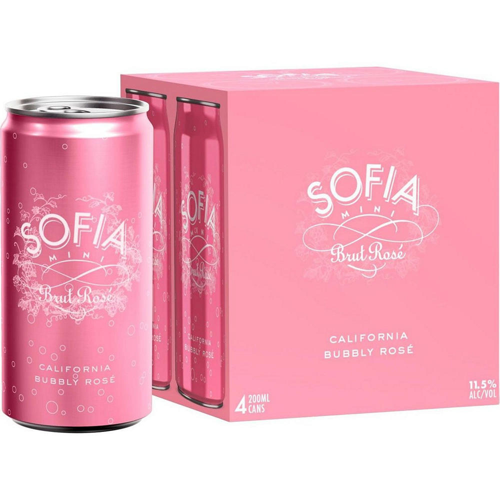 Sofia Brut Rose California Wine 4 pk Cans, 200 mL