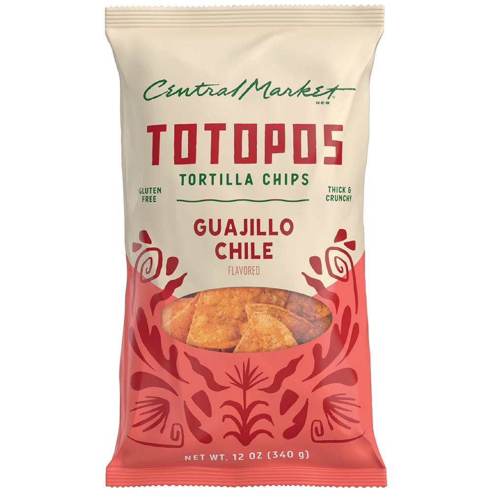 Central Market Totopos Tortilla Chips - Guajillo Chile, 12 oz
