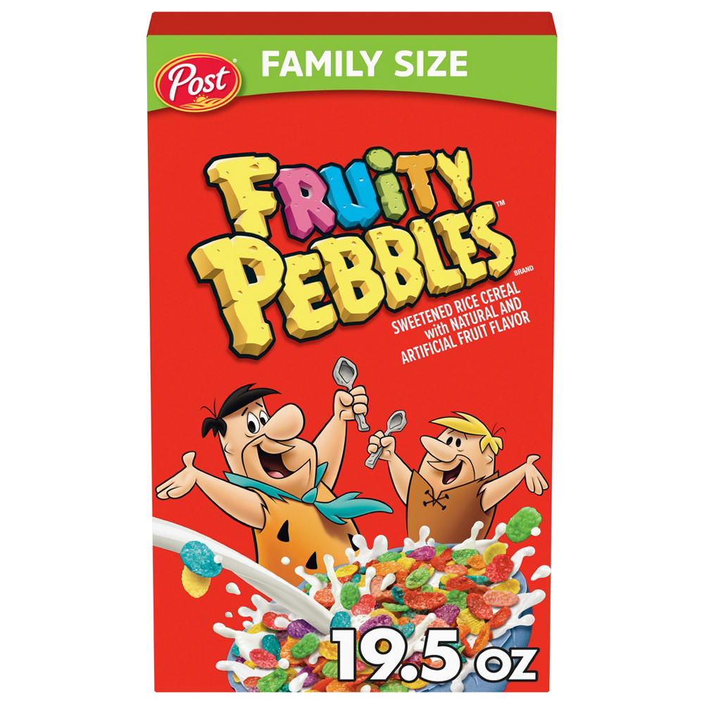 Post Fruity Pebbles Cereal - Family Size, 19.5 oz