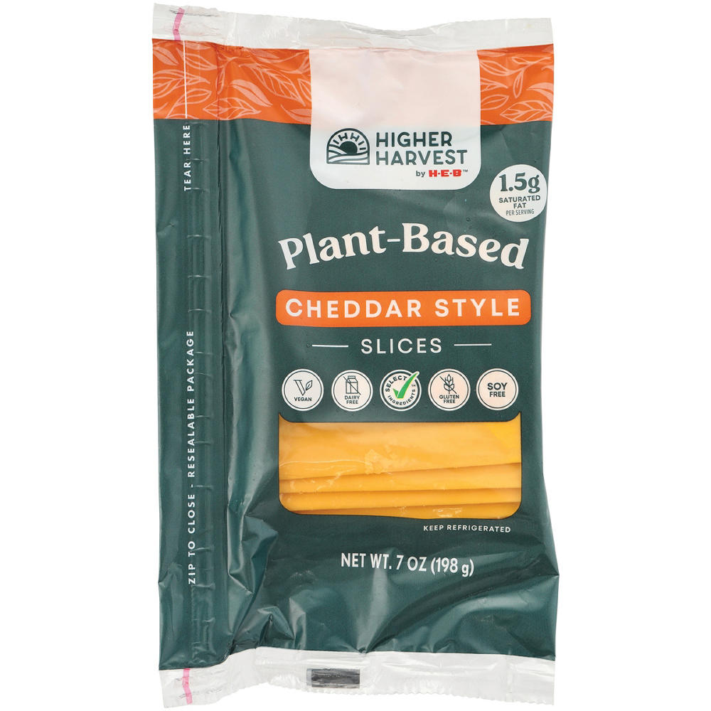 Higher Harvest by H-E-B Plant Based Sliced Cheddar Cheese, 7 oz