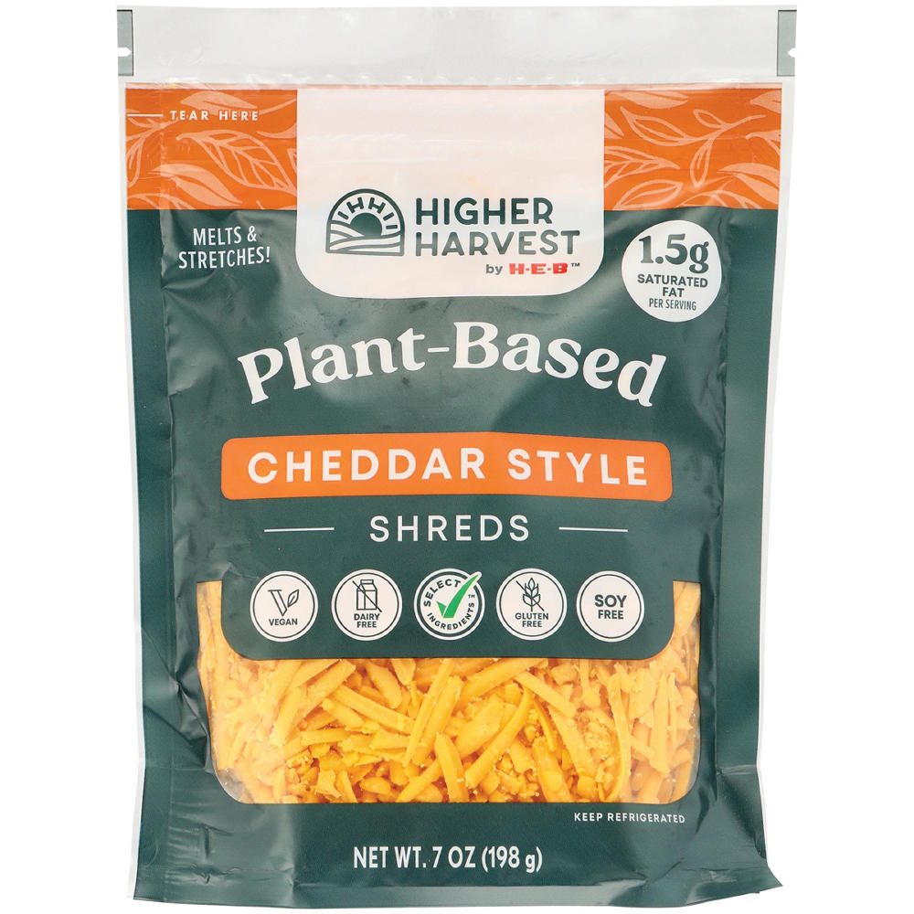 Higher Harvest by H-E-B Plant Based Shredded Cheddar Cheese, 7 oz