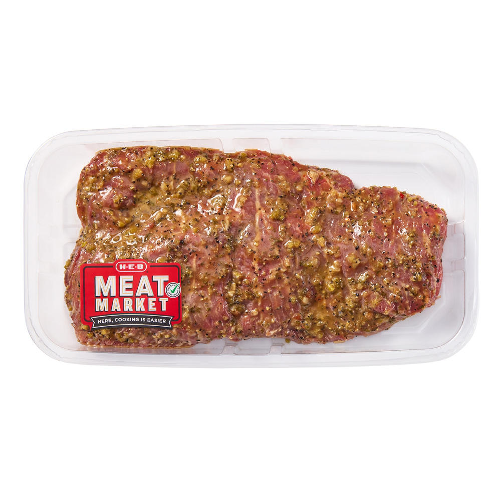 H-E-B Meat Market Marinated Butterflied Beef Sirloin Skirt Steak – Chipotle Lime, Avg. 1.0 lb