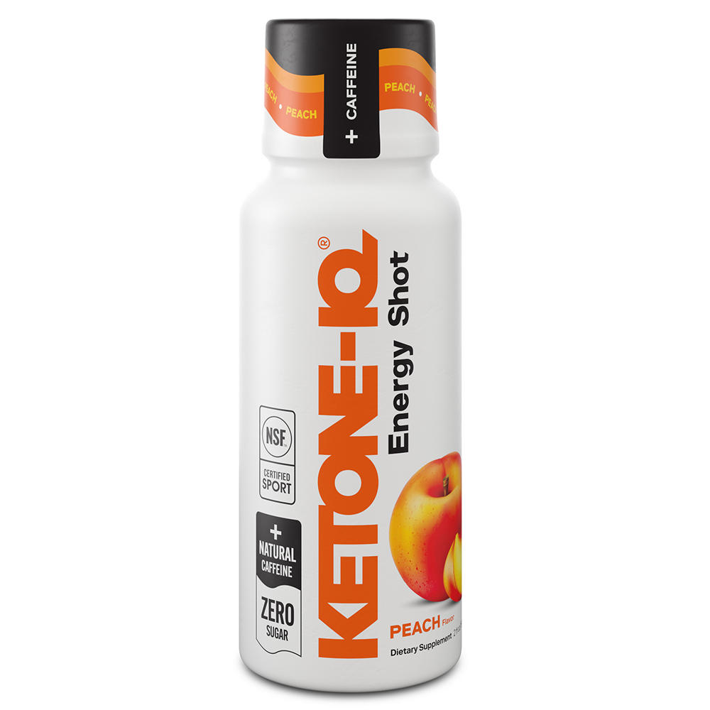 Ketone-IQ Zero Sugar Energy Shot - Caffeine Peach, 2 oz