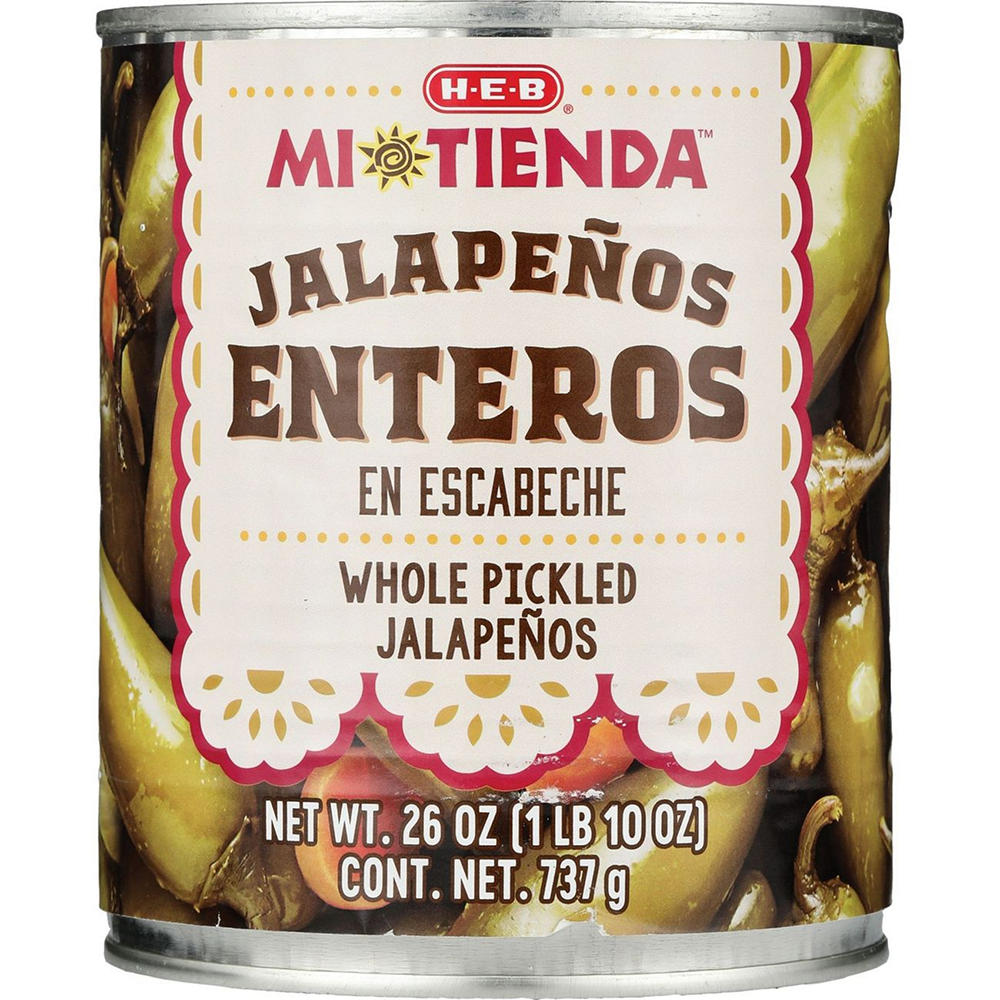 H-E-B Mi Tienda Whole Pickled Jalapeños Enteros en Escabeche, 26 oz
