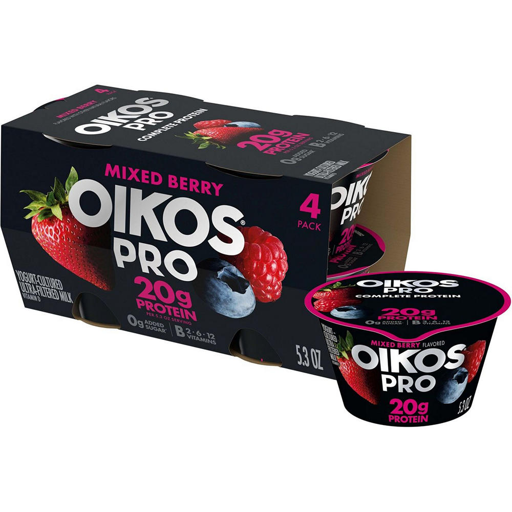 Oikos Pros 20g Protein Greek Yogurt - Mixed Berry, 4 ct
