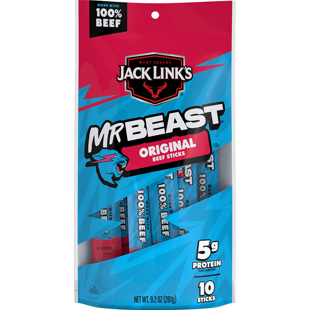 Jack Link's MrBeast 5g Protein 100% Beef Sticks, 10 ct