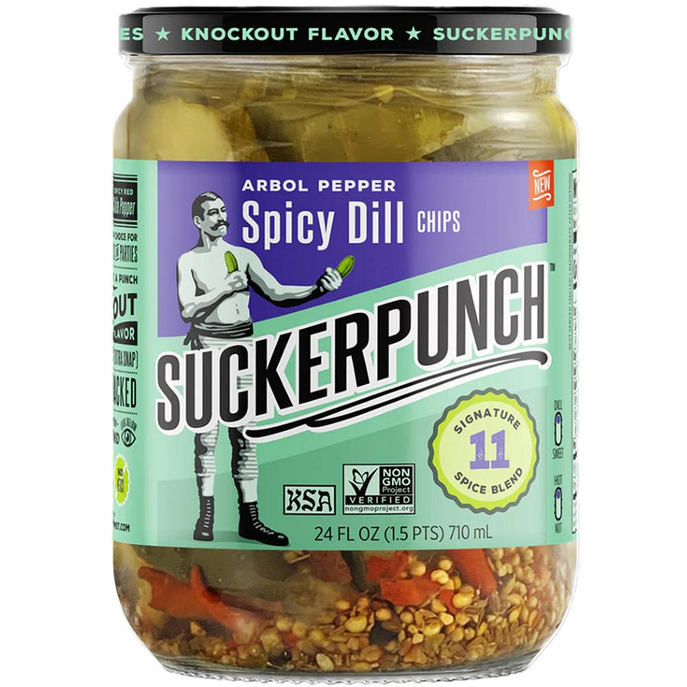 Suckerpunch Gourmet Arbol Pepper Spicy Dill Chips, 24 oz