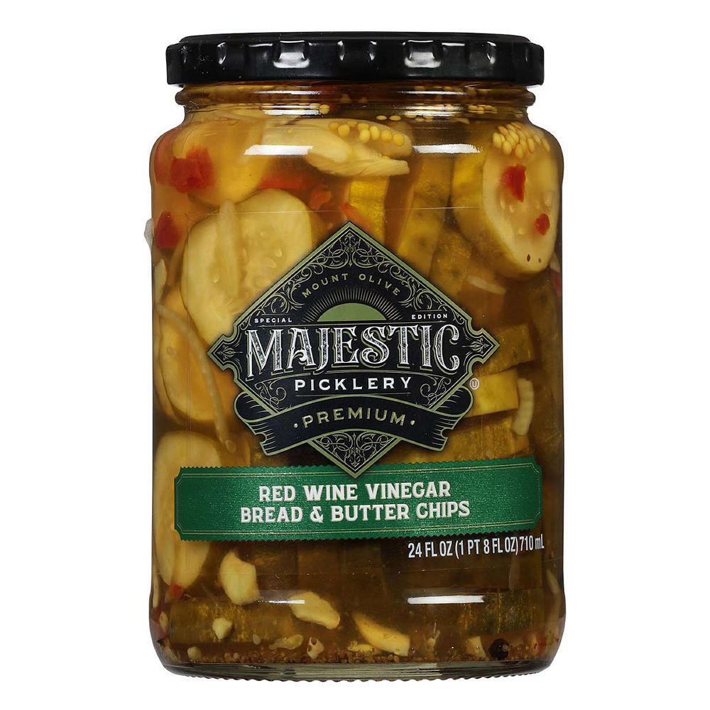 Mount Olive Majestic Picklery Premium Red Wine Vinegar Bread & Butter Chips, 24 oz