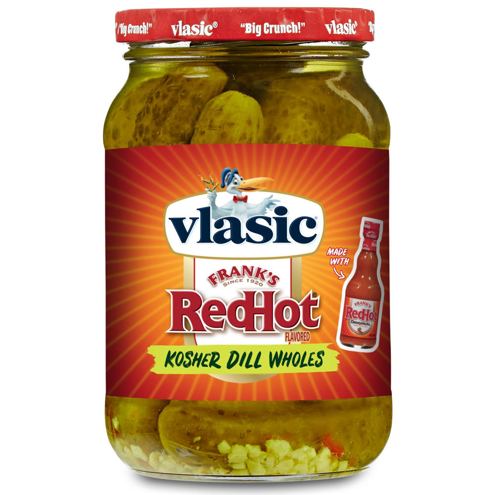 Vlasic Frank's Red Hot Flavored Kosher Dill Wholes, 16 oz