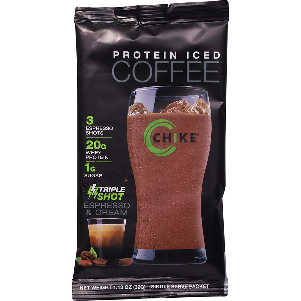 Chike 20g Whey Protein Iced Coffee Single Serve Packet - Espresso & Cream, 1.13 oz