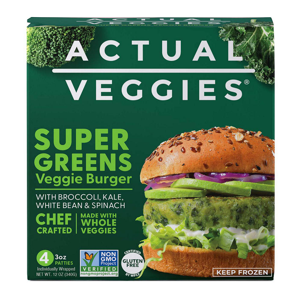 Actual Veggies Super Greens Veggie Burgers, 4 ct