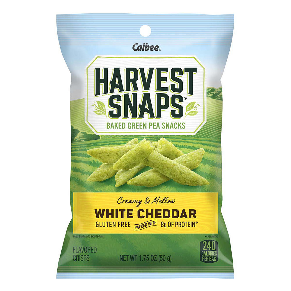 Calbee Harvest Snaps White Cheddar Baked Green Pea Snack Crisps, 1.75 oz