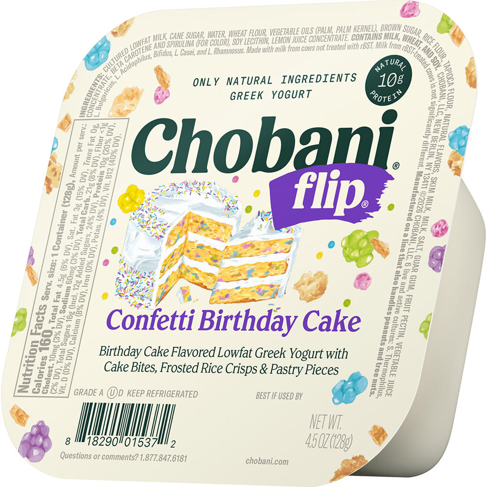 Chobani Flip Low-Fat Greek Yogurt - Confetti Birthday Cake, 4.5 oz